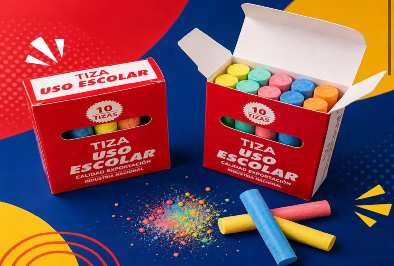 Tiza Uso Escolar Color Redondo por 10 uds